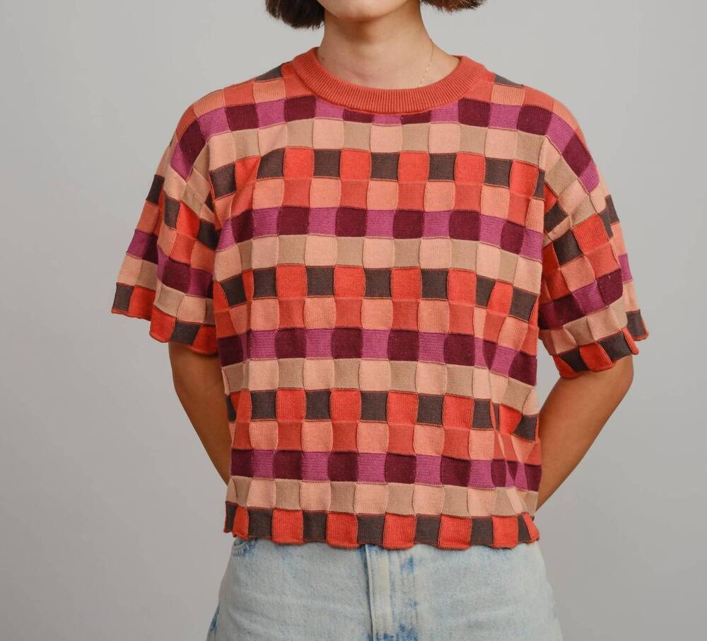 NEW THE ENDERY sonia short sleeve sweater tee in glow palette